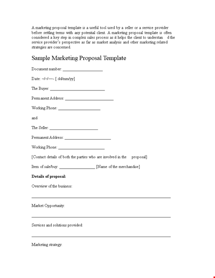 marketing research proposal template - complete details | seller template