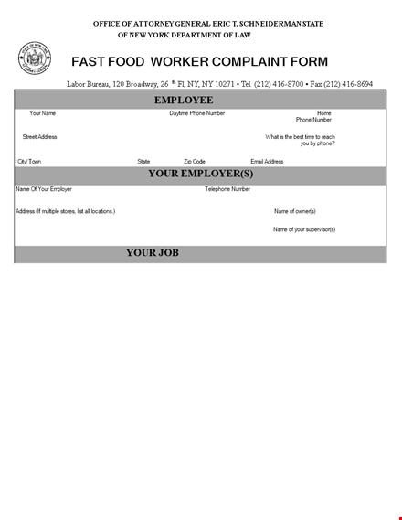 fast food complaint letter template