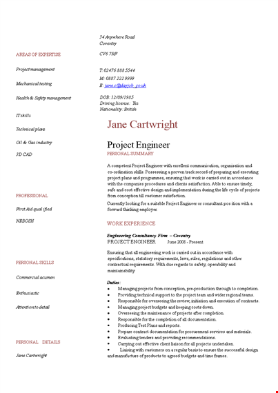 project engineer template