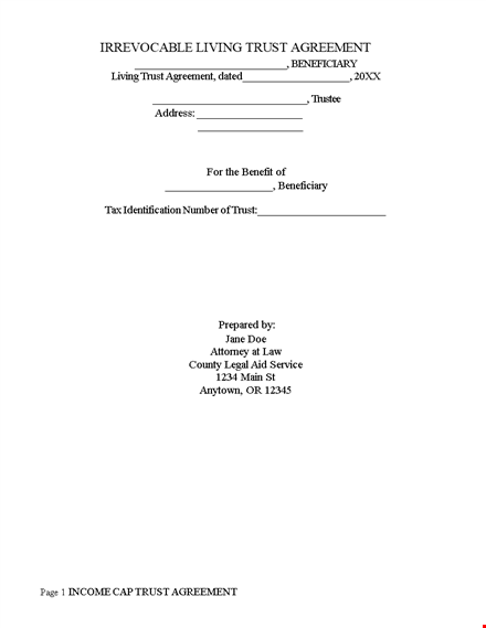 trust agreement: ensuring trust income for beneficiaries with reliable trustees template