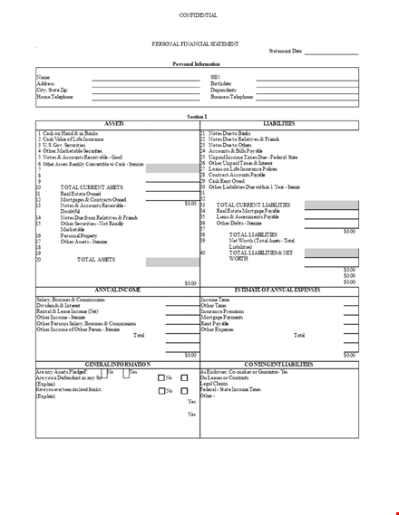 create a stronger financial future with our personal financial statement template - download now! template
