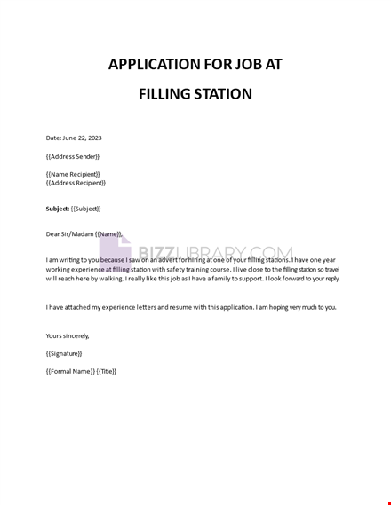 how to write a application letter to a filling station