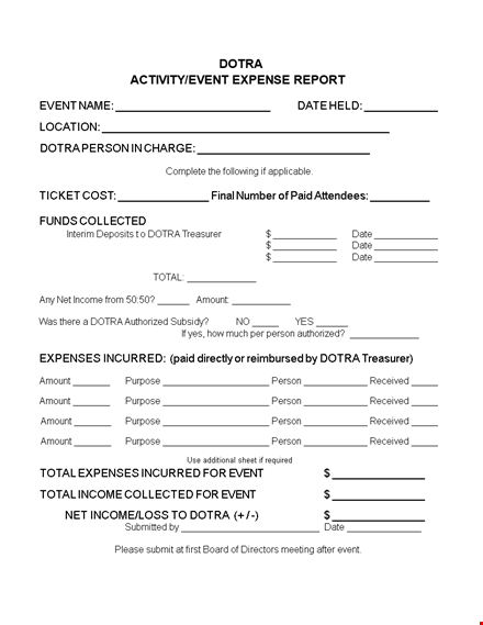 event expense template