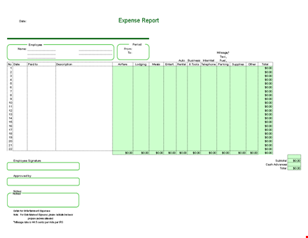 business & entertainment expense report template - total & mileage template