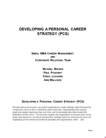 personal career strategic plan template