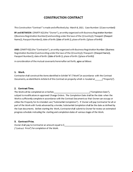 building contract template