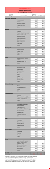 wedding budget excel template template