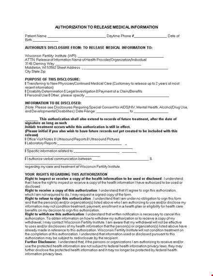authorize health information release with our medical release form template