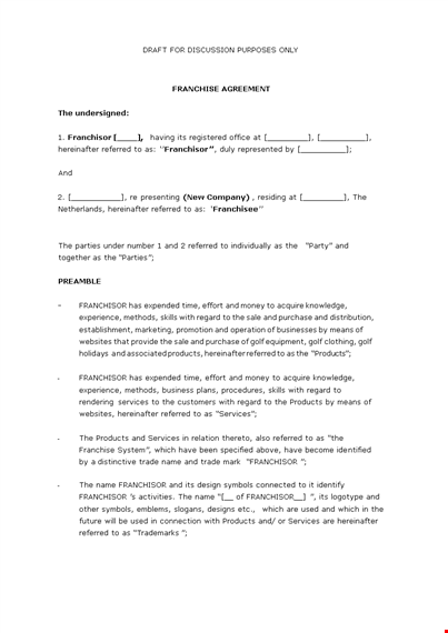 franchise agreement - understand the shall's and products of a franchise | franchisee & franchisor template