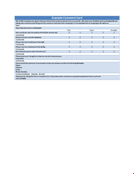 create a valuable feedback loop with our comment card template template