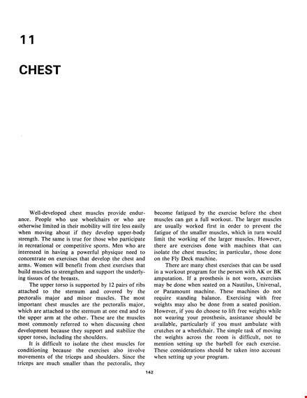 chest exercise chart template template