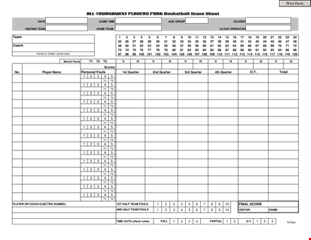 tournament basketball score sheet template