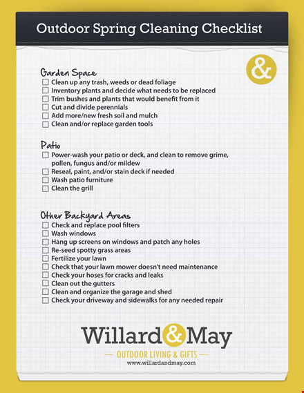 outdoor spring cleaning list template