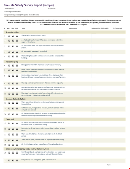 fire safety example - essential survey for enhanced fire safety template