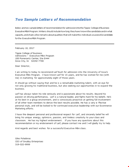 sample graduate college recommendation letter template