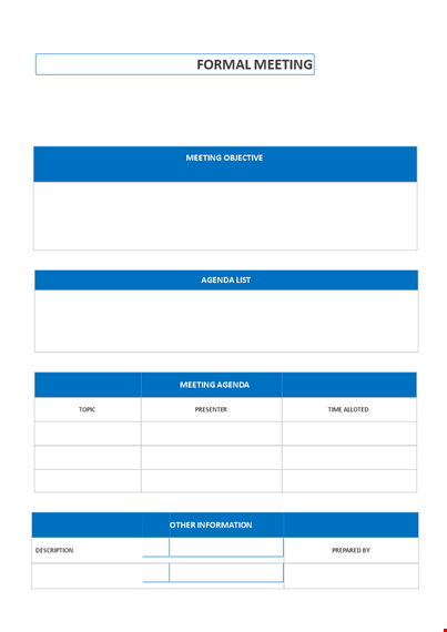 meeting objective: formal agenda template for effective meetings template