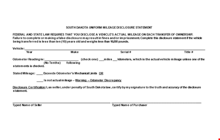 complete your sale with confidence - odometer disclosure statement template