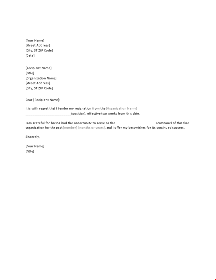 resign gracefully with a professional two weeks notice template