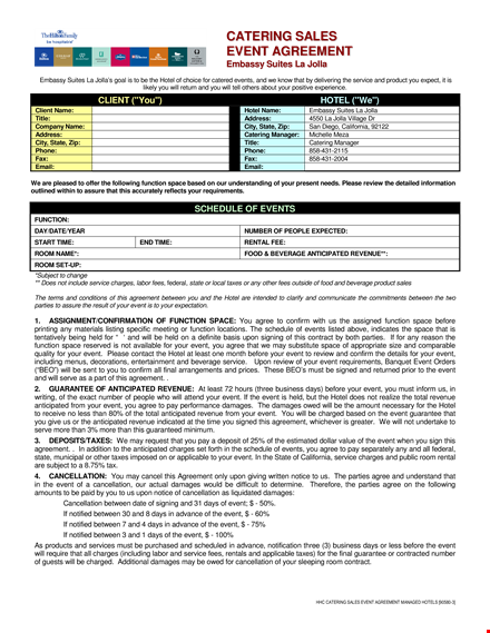 catering sales event agreement for hotels - agree to our event terms template