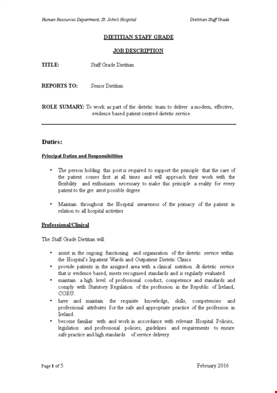 senior dietitian job description template