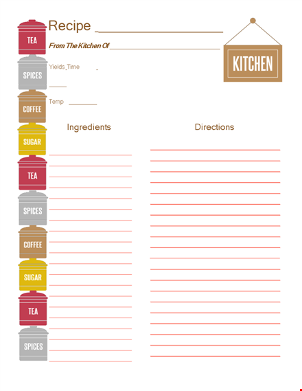 cookbook template | organize your kitchen recipes | yields results template
