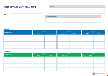 personal development sales plan template | target, month, actual template