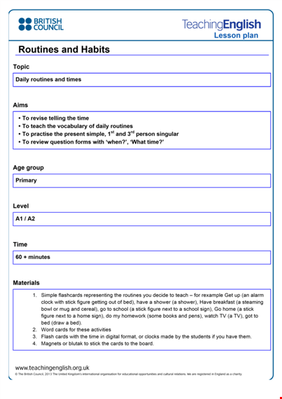 english daily lesson plan for children: cards, board, and engaging activities template