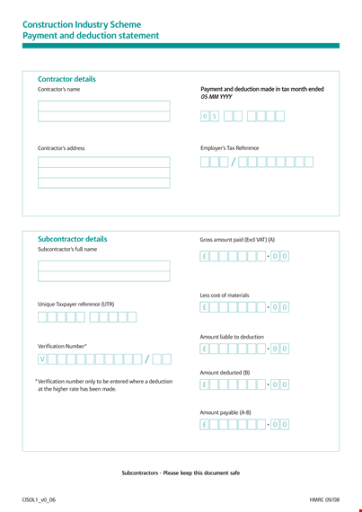 construction payment schedule template | track deductions, payments & contractor details template