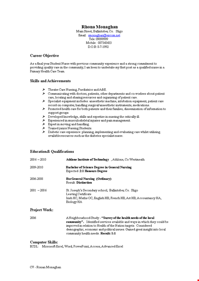 nursing resume objective template