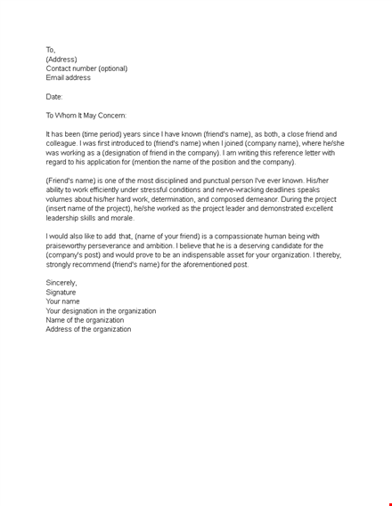 personalized reference letter template