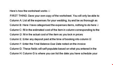 create a perfect wedding budget spreadsheet with our worksheet and column templates template