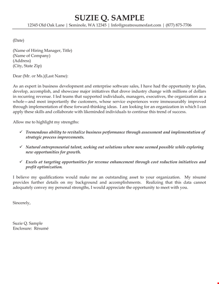 software cover letter template