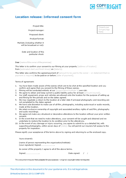 agree and consent with location release form for locations template