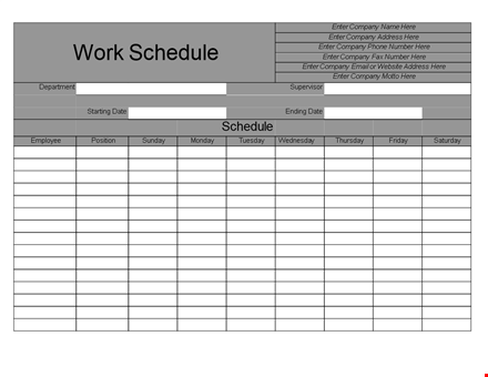 scheduling template for work template