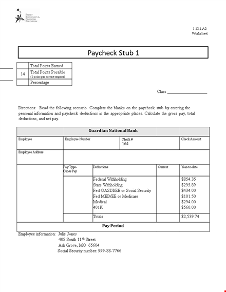 generate free pay check stubs for employees with deductions | julie's paycheck template