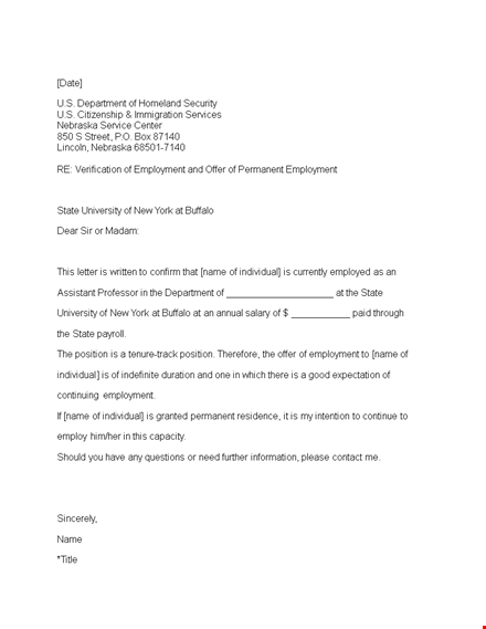 proof of employment letter from department template