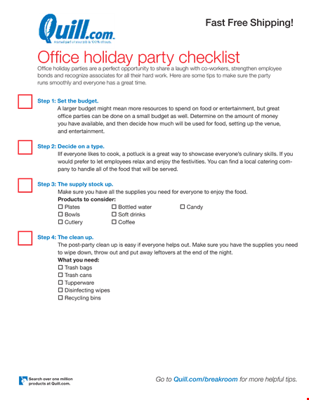 office holiday party checklist template