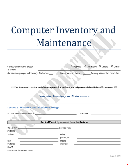 computer maintenance template
