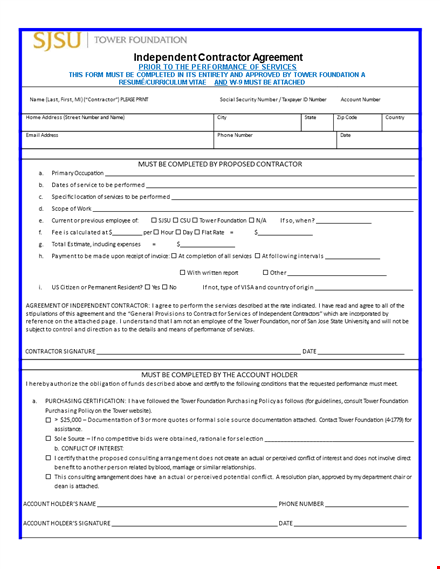 independent contractor agreement - clear terms for tower contractors template