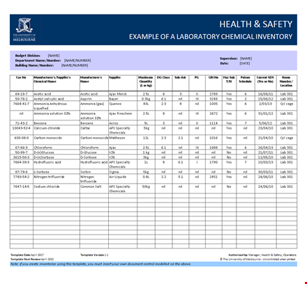 lab inventory template template