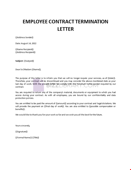 employee contract termination template template