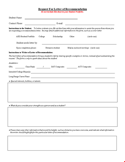 request letter of recommendation template template