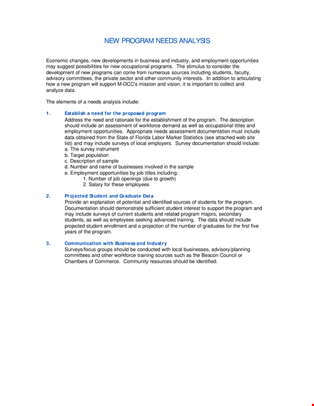 sample program needs analysis for students: why including a program is essential template