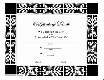 death certificate sample template