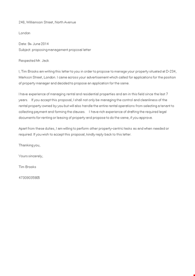 property management offer letter template template