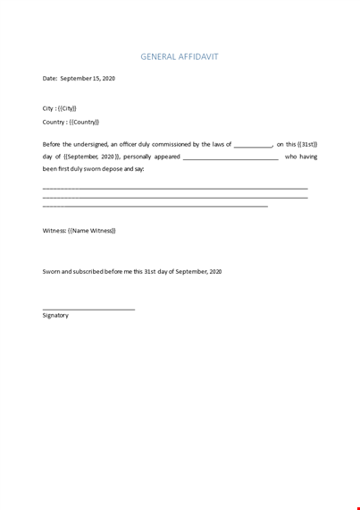 general affidavit format (free download) template