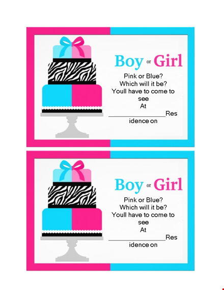 gender reveal invitation template – create a memorable celebration template