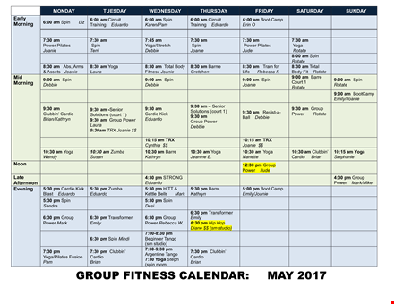power up your workouts with our group fitness calendar template