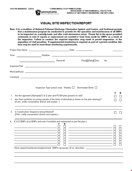 site inspection report template