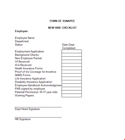 complete your new hire checklist: application, insurance, and more template